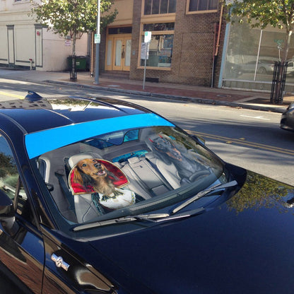 Gearhumans 3D Halloween Dachshund Dogs Vampire Custom Car Auto Sunshade