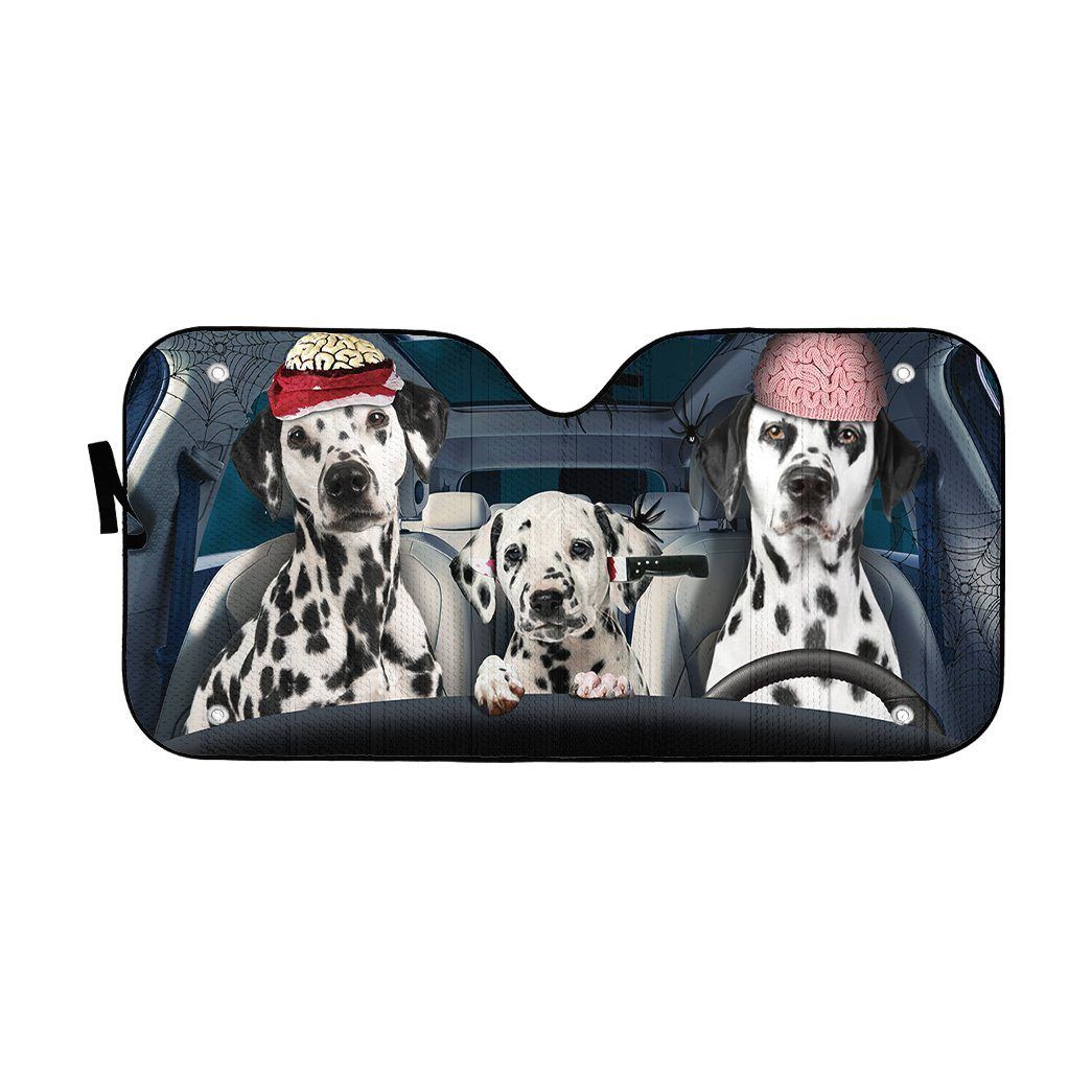Gearhumans 3D Halloween Dalmatian Family Custom Car Auto Sunshade