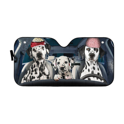 Gearhumans 3D Halloween Dalmatian Family Custom Car Auto Sunshade