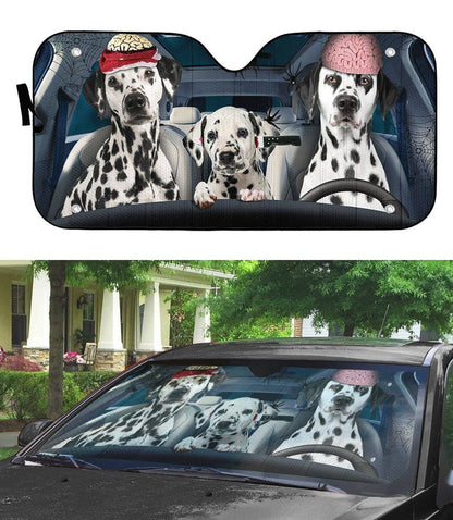 Gearhumans 3D Halloween Dalmatian Family Custom Car Auto Sunshade