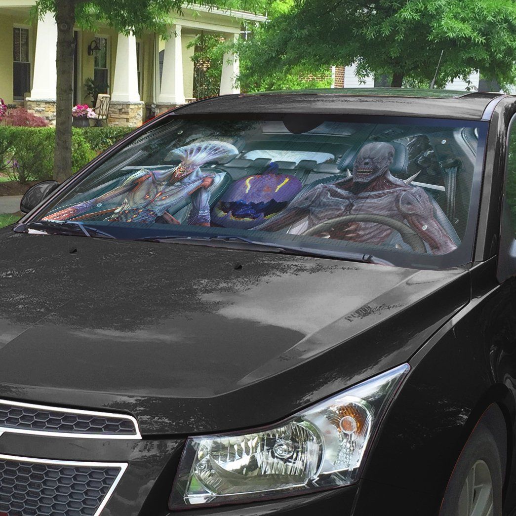 Gearhumans 3D Halloween Demon Custom Car Auto Sunshade