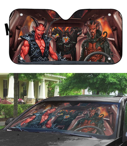 Gearhumans 3D Halloween Devil Custom Car Auto Sunshade
