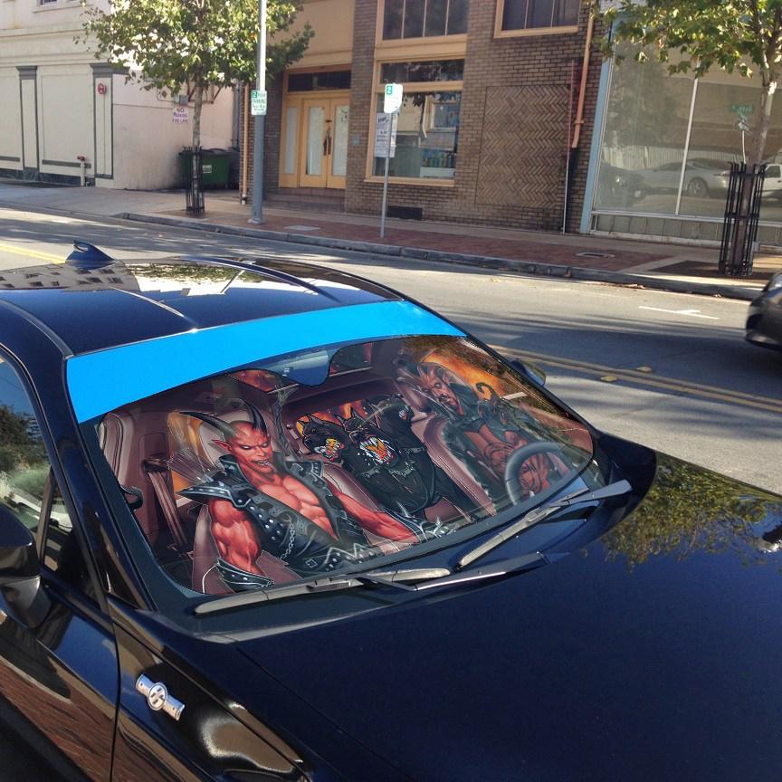 Gearhumans 3D Halloween Devil Custom Car Auto Sunshade