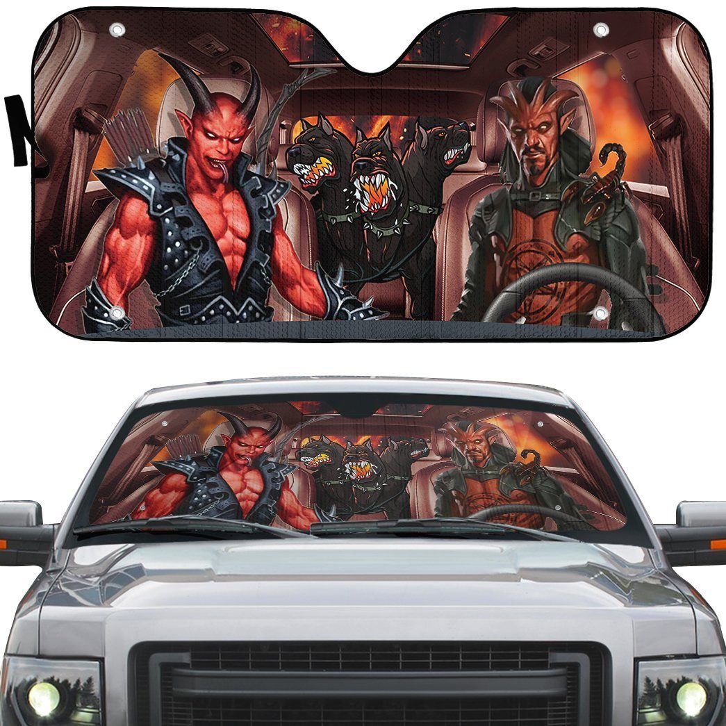 Gearhumans 3D Halloween Devil Custom Car Auto Sunshade