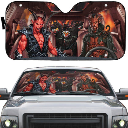 Gearhumans 3D Halloween Devil Custom Car Auto Sunshade