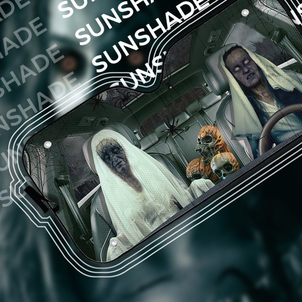 Gearhumans 3D Halloween Ghost Custom Car Auto Sunshade