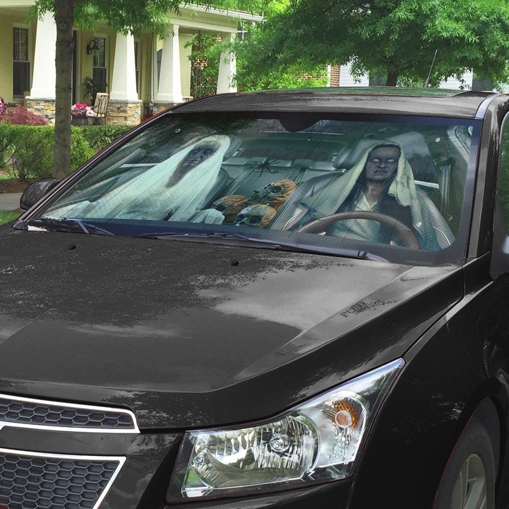 Gearhumans 3D Halloween Ghost Custom Car Auto Sunshade
