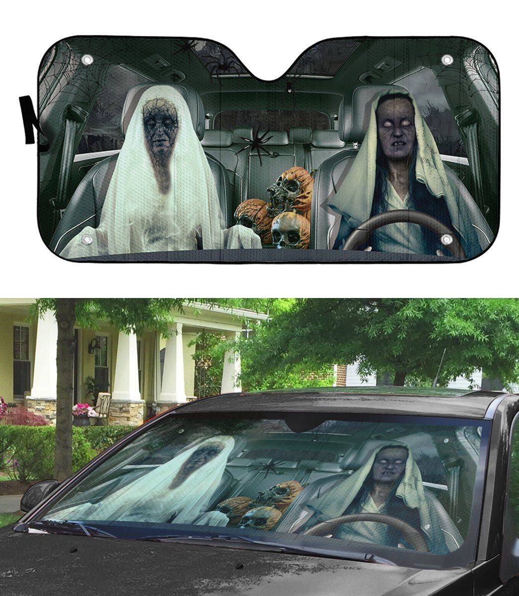 Gearhumans 3D Halloween Ghost Custom Car Auto Sunshade