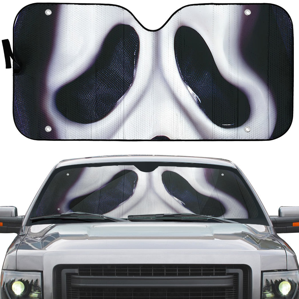 Gearhumans 3D Halloween Ghostface Mask Custom Car Auto Sunshade
