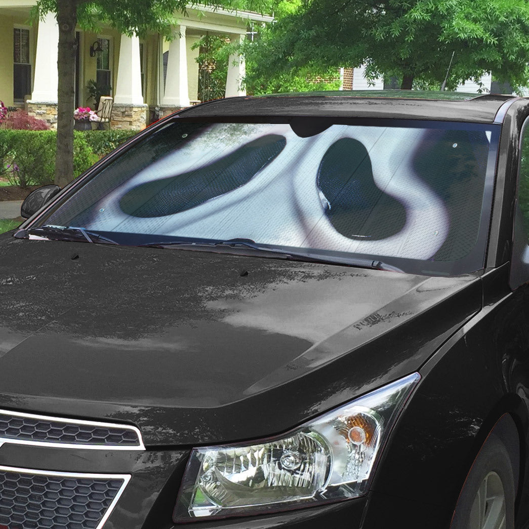 Gearhumans 3D Halloween Ghostface Mask Custom Car Auto Sunshade