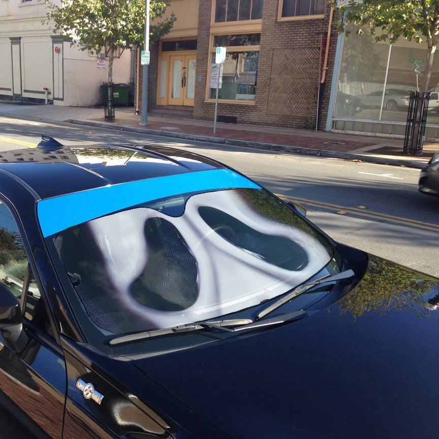 Gearhumans 3D Halloween Ghostface Mask Custom Car Auto Sunshade