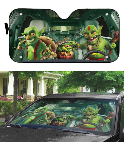 Gearhumans 3D Halloween Goblin Custom Car Auto Sunshade