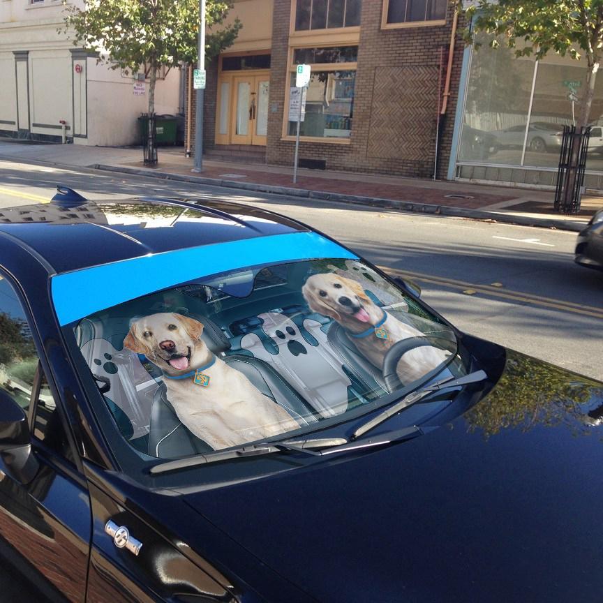 Gearhumans 3D Halloween Golden Retriever Custom Car Auto Sunshade