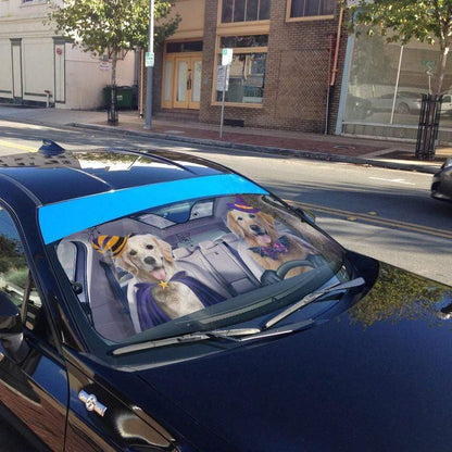 Gearhumans 3D Halloween Golden Retriever Custom Car Auto Sunshade
