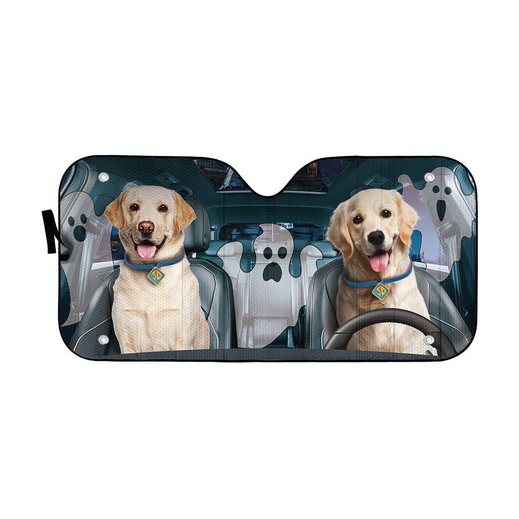 Gearhumans 3D Halloween Golden Retriever Custom Car Auto Sunshade