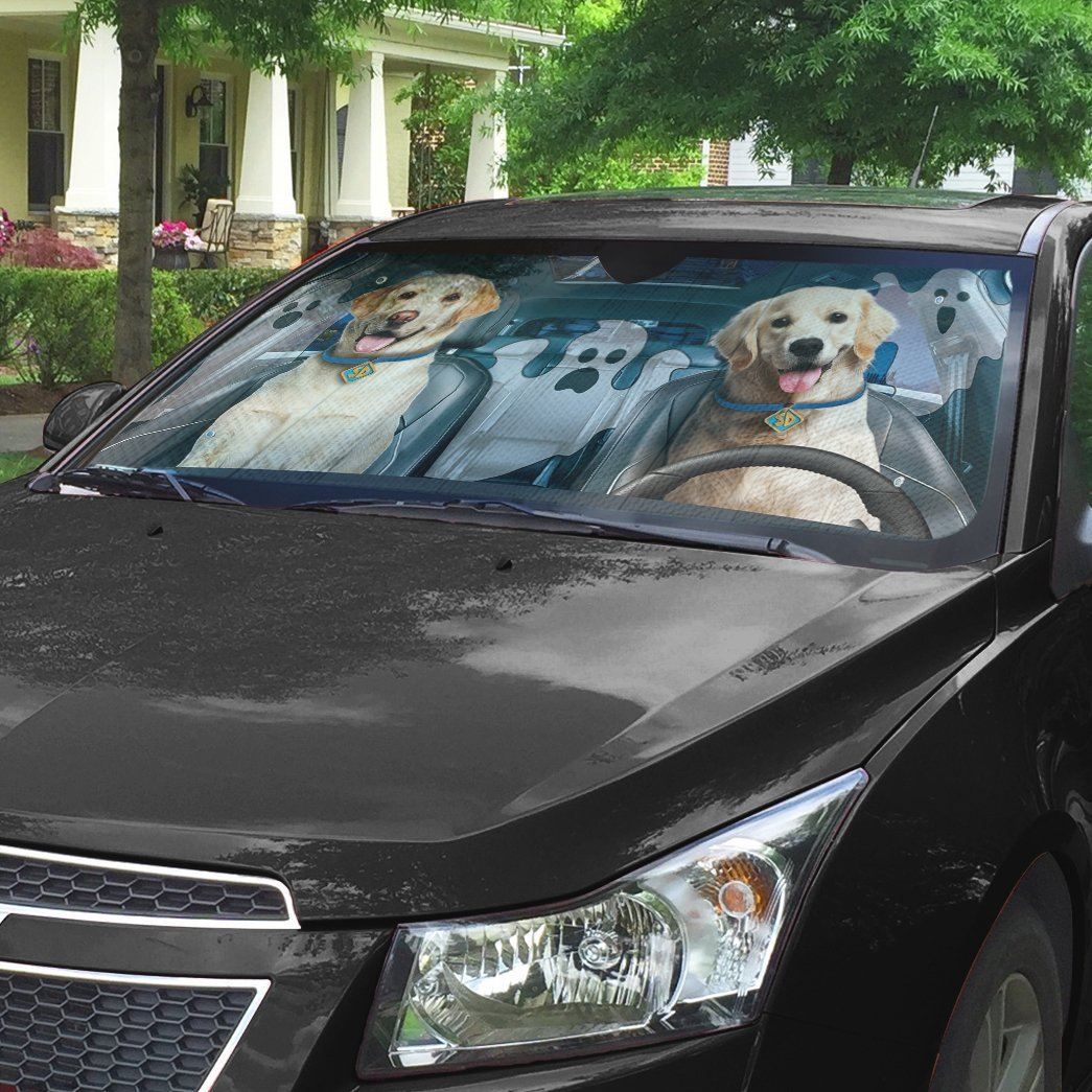 Gearhumans 3D Halloween Golden Retriever Custom Car Auto Sunshade