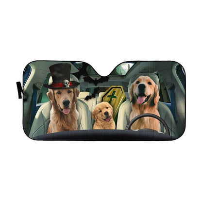 Gearhumans 3D Halloween Golden Retriever Custom Car Auto Sunshade