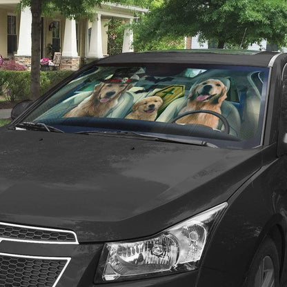 Gearhumans 3D Halloween Golden Retriever Custom Car Auto Sunshade
