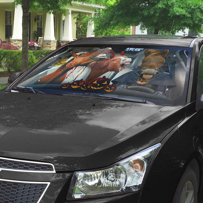 Gearhumans 3D Halloween Horses Family Custom Car Auto Sunshade