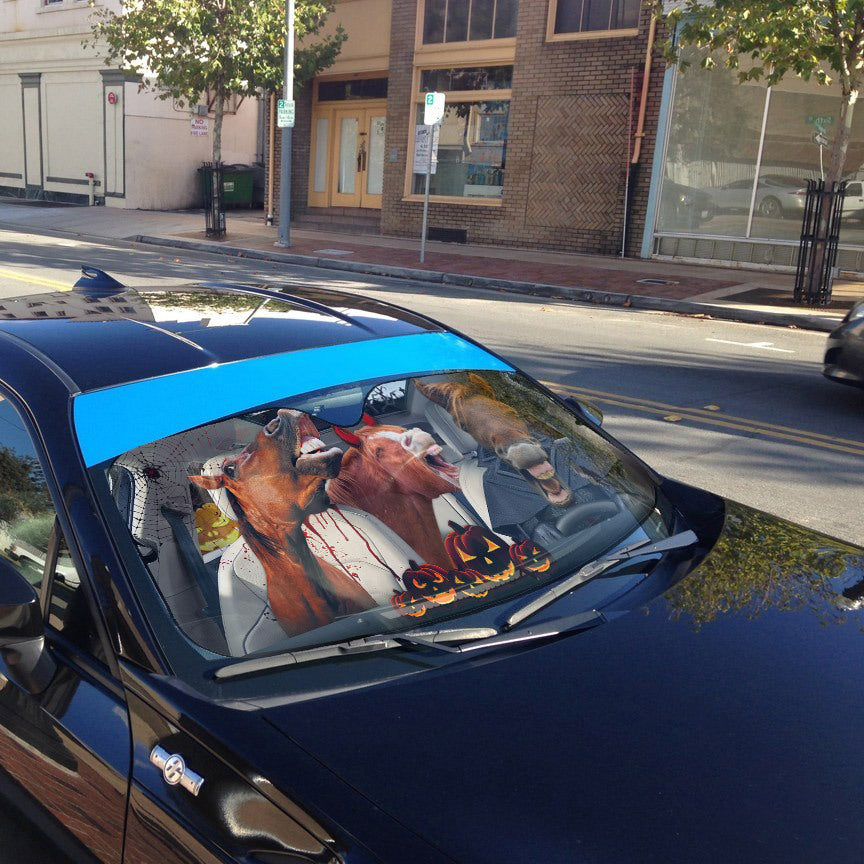 Gearhumans 3D Halloween Horses Family Custom Car Auto Sunshade