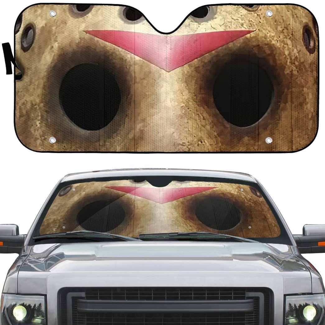 Gearhumans 3D Halloween Jason Voorhees Mask Custom Car Auto Sunshade