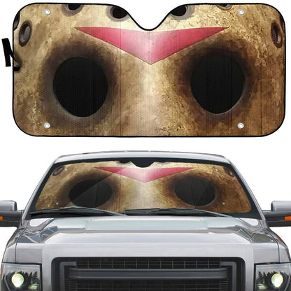 Gearhumans 3D Halloween Jason Voorhees Mask Custom Car Auto Sunshade