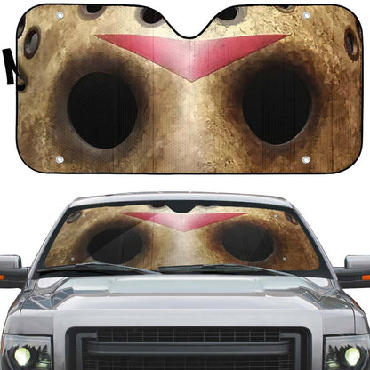 Gearhumans 3D Halloween Jason Voorhees Mask Custom Car Auto Sunshade