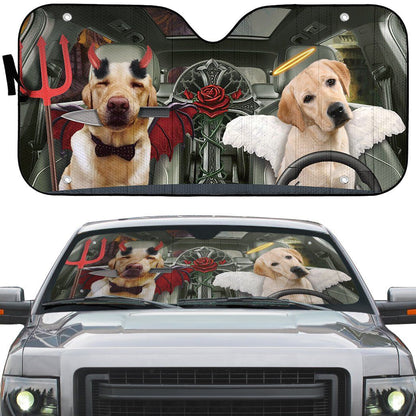 Gearhumans 3D Halloween Labrador Retriever Custom Car Auto Sunshade