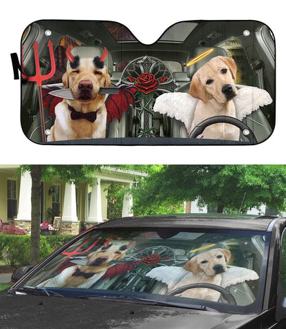 Gearhumans 3D Halloween Labrador Retriever Custom Car Auto Sunshade