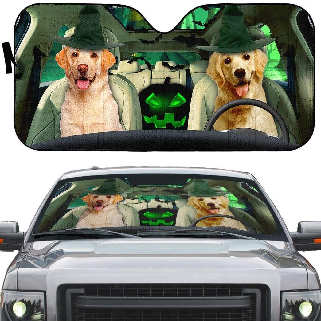 Gearhumans 3D Halloween Labrador Retriever Custom Car Auto Sunshade