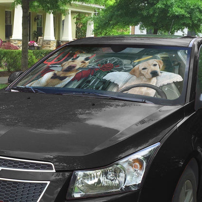 Gearhumans 3D Halloween Labrador Retriever Custom Car Auto Sunshade