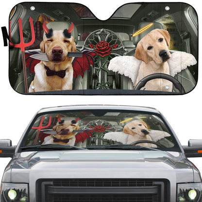 Gearhumans 3D Halloween Labrador Retriever Custom Car Auto Sunshade