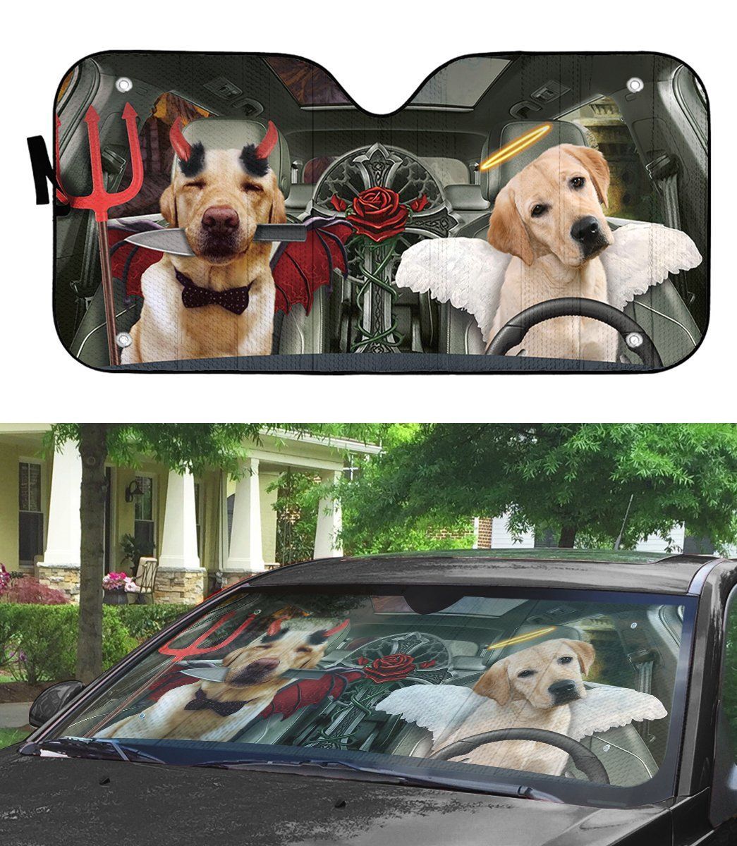 Gearhumans 3D Halloween Labrador Retriever Custom Car Auto Sunshade