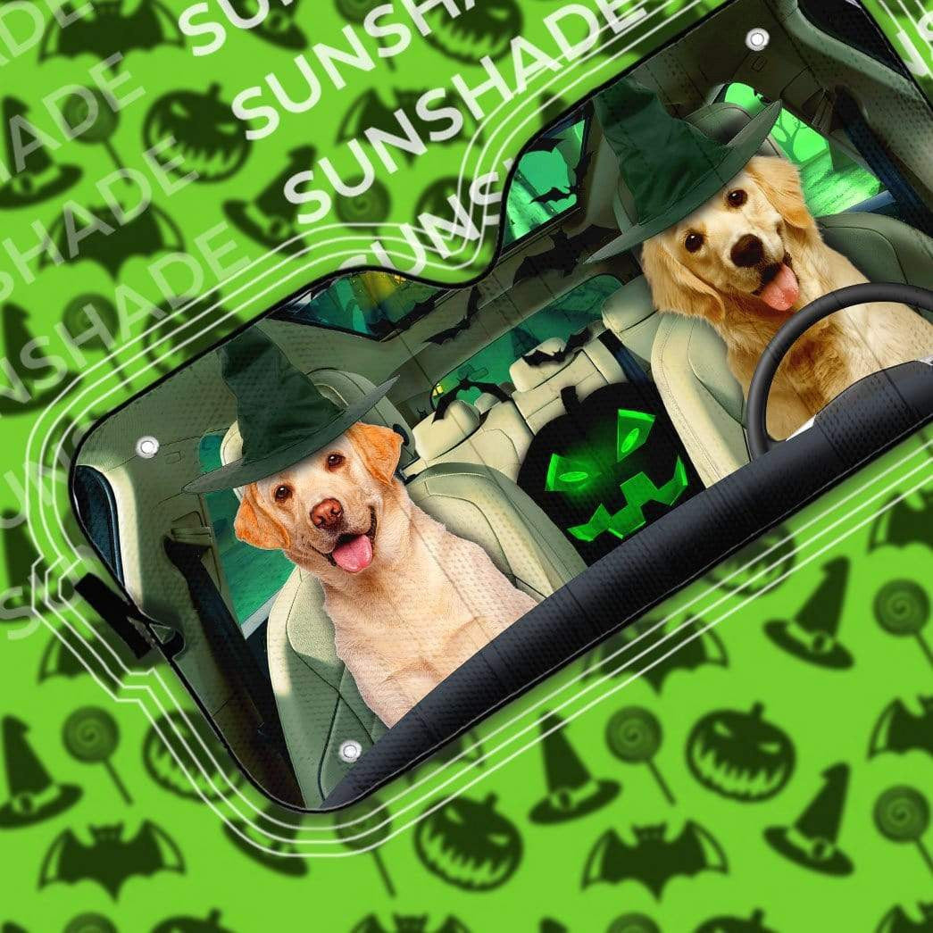Gearhumans 3D Halloween Labrador Retriever Custom Car Auto Sunshade