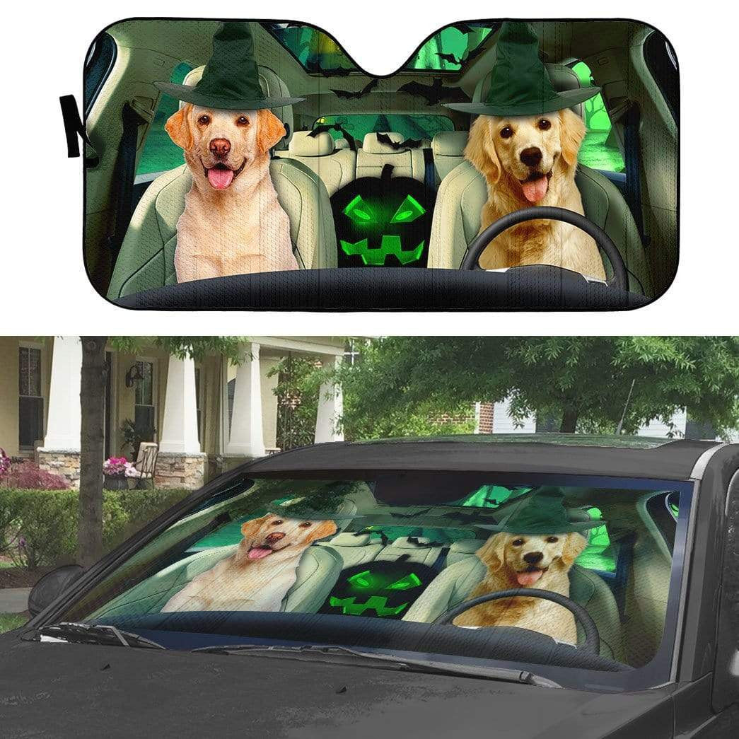 Gearhumans 3D Halloween Labrador Retriever Custom Car Auto Sunshade