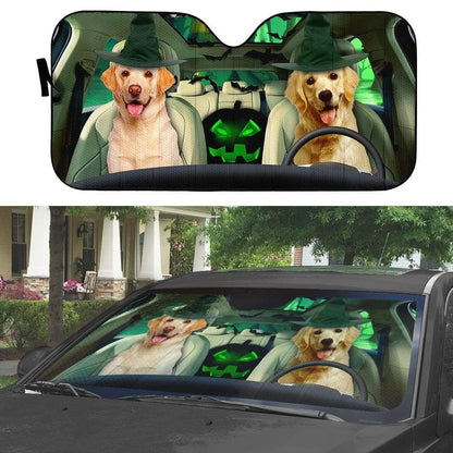 Gearhumans 3D Halloween Labrador Retriever Custom Car Auto Sunshade
