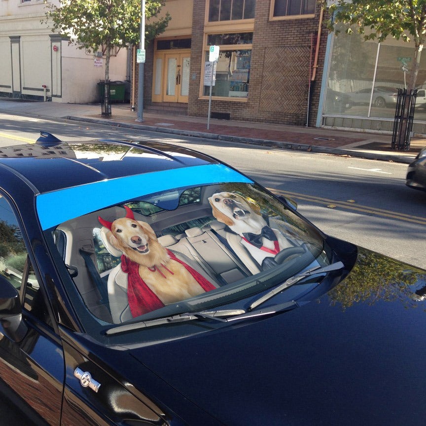 Gearhumans 3D Halloween Labrador Retriever Dogs Vampire Custom Car Auto Sunshade