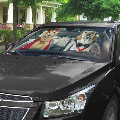 Gearhumans 3D Halloween Labrador Retriever Dogs Vampire Custom Car Auto Sunshade