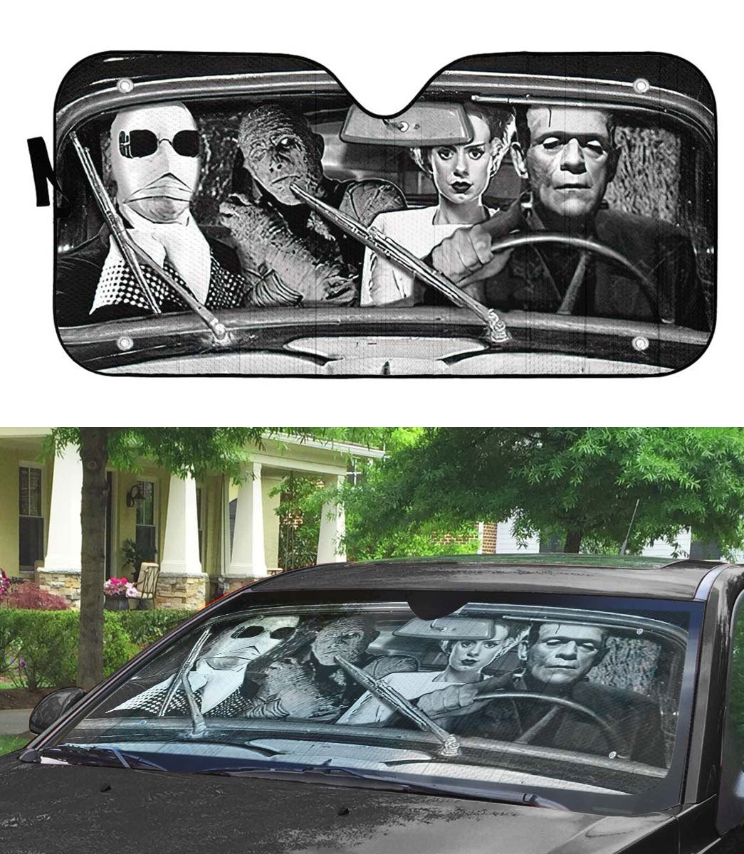 Gearhumans 3D Halloween Monster Horror Movie Custom Car Auto Sunshade