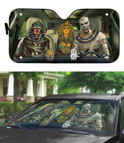 Gearhumans 3D Halloween Mummy Custom Car Auto Sunshade