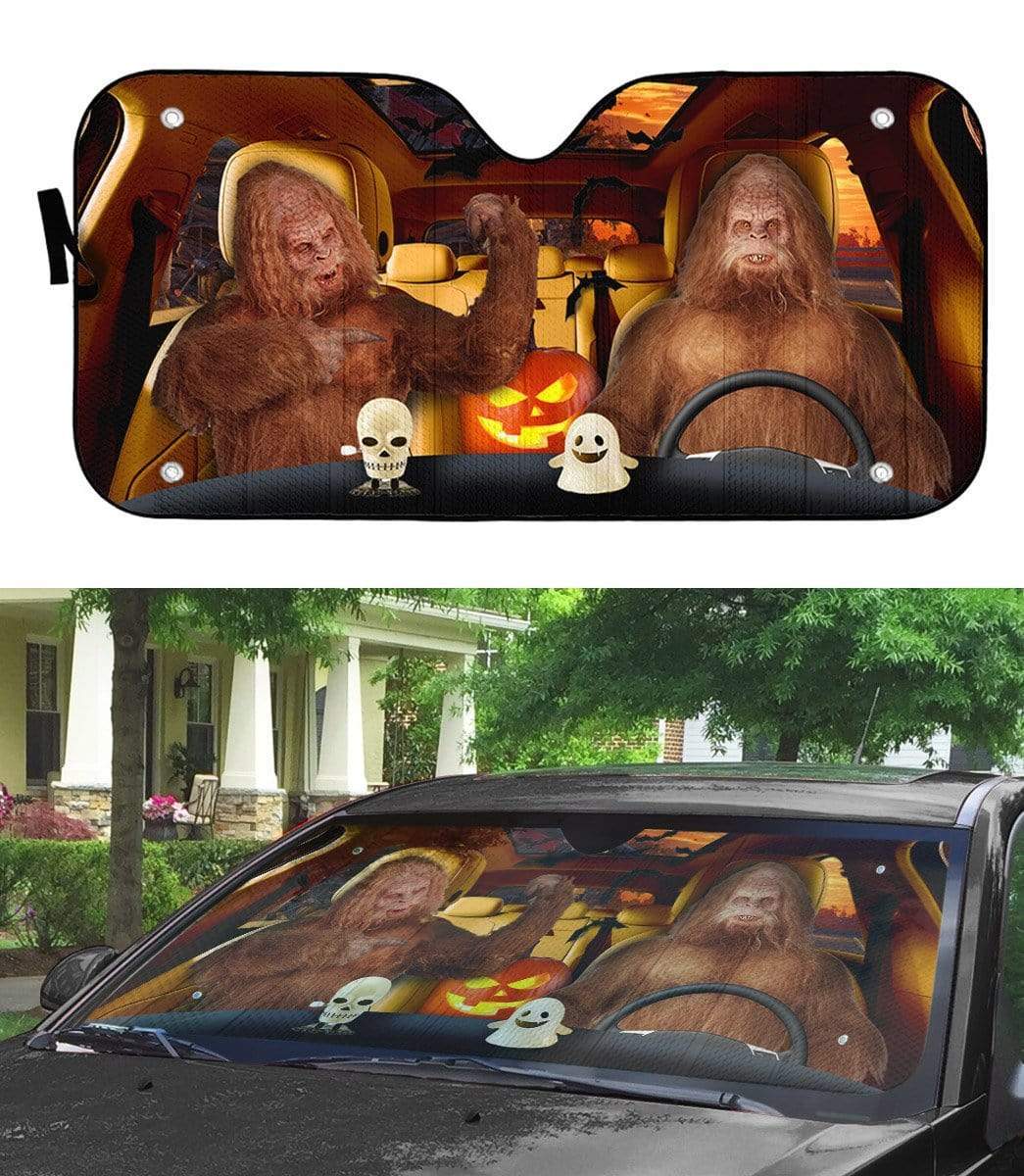 Gearhumans 3D Halloween Sasquatch Custom Car Auto Sunshade