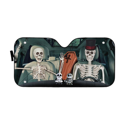 Gearhumans 3D Halloween Skeleton Custom Car Auto Sunshade