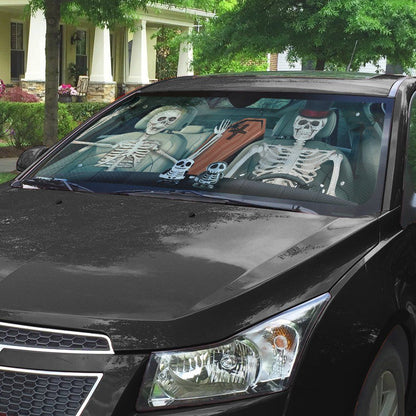 Gearhumans 3D Halloween Skeleton Custom Car Auto Sunshade