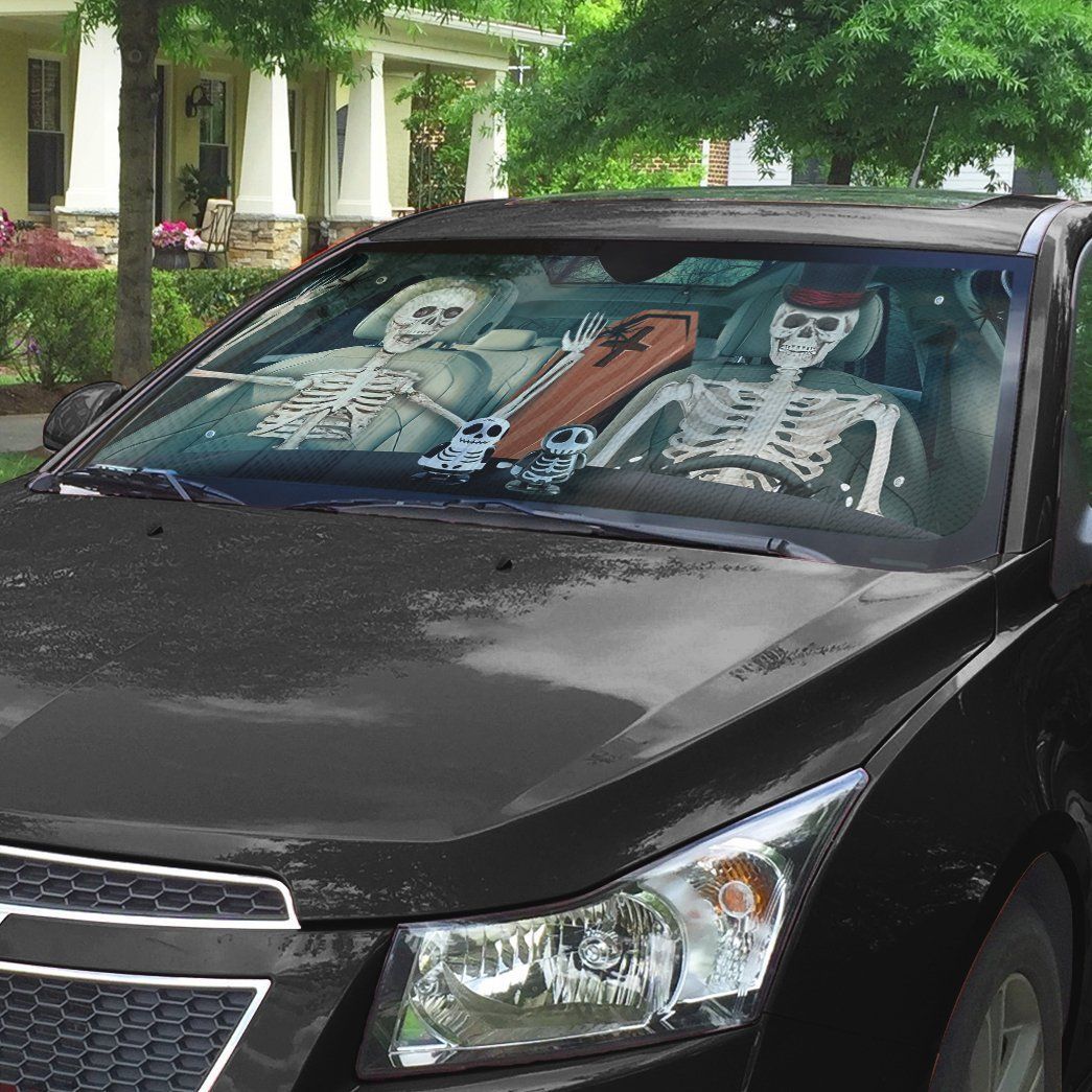 Gearhumans 3D Halloween Skeleton Custom Car Auto Sunshade