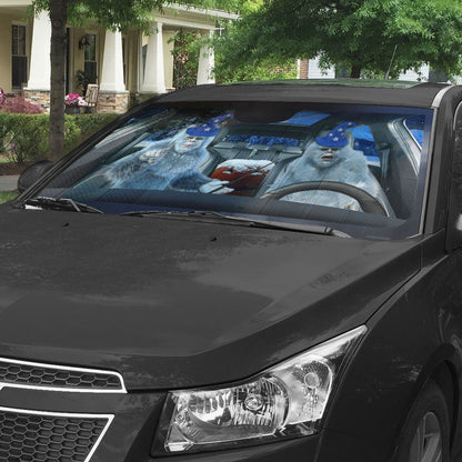Gearhumans 3D Halloween Yeti Custom Car Auto Sunshade