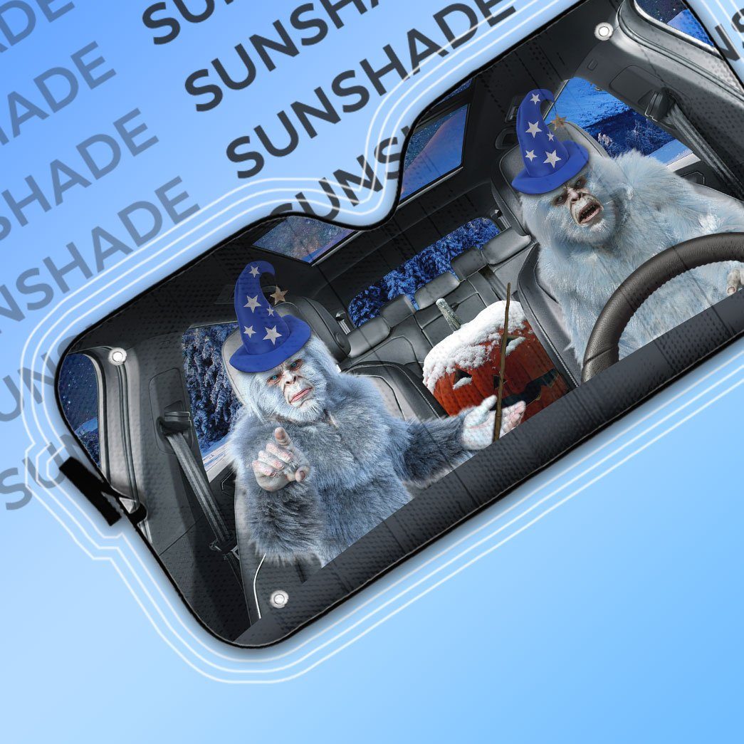 Gearhumans 3D Halloween Yeti Custom Car Auto Sunshade