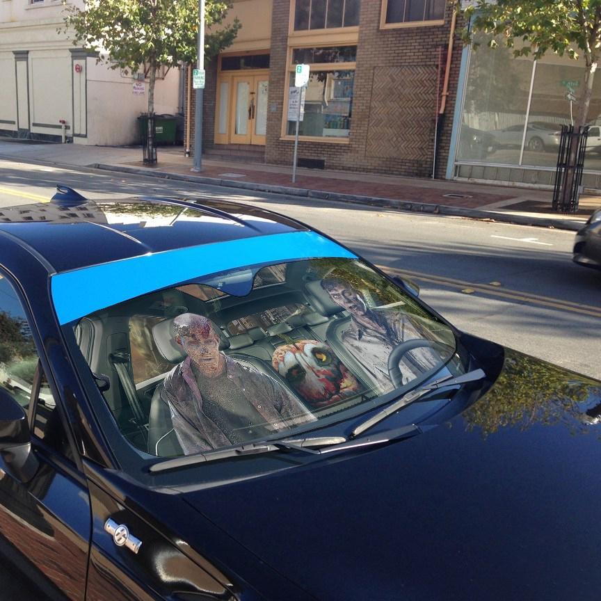 Gearhumans 3D Halloween Zombie Custom Car Auto Sunshade