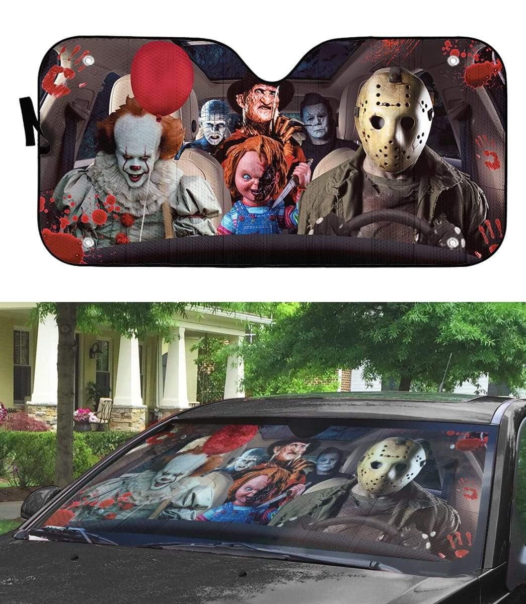 Gearhumans 3D Hallowen Horror Movies Custom Car Auto Sunshade