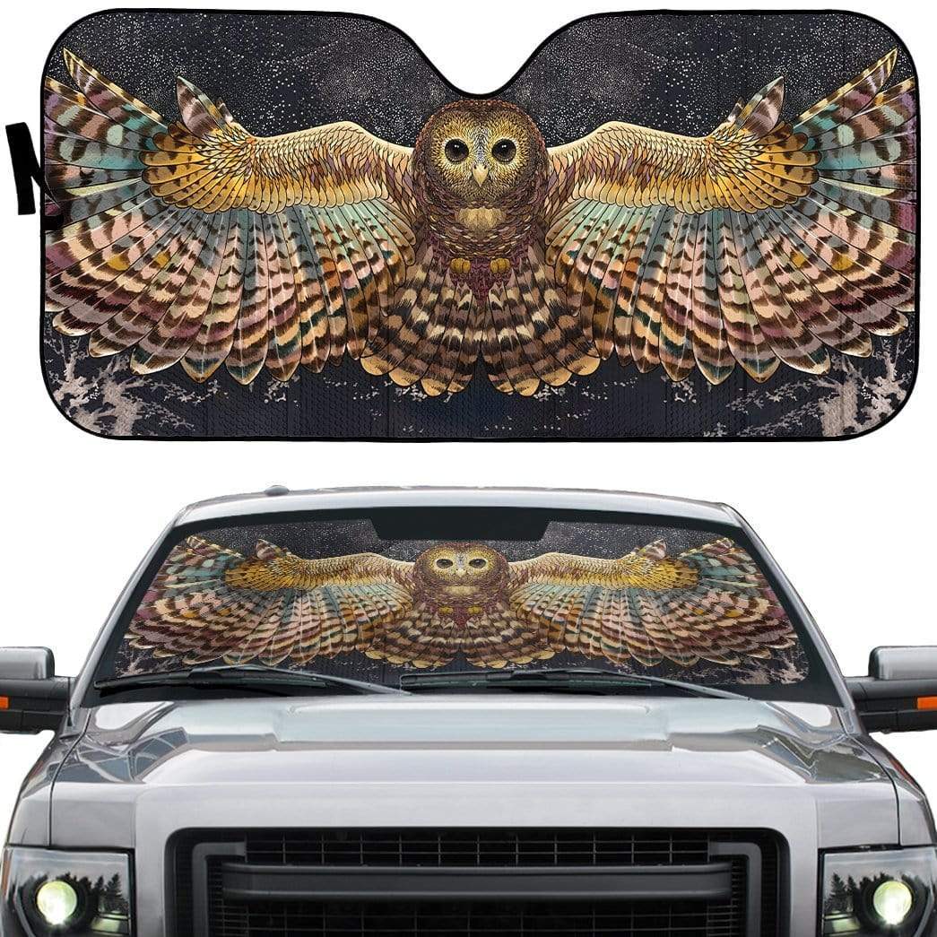 Gearhumans 3D HippiElvis Presleye Owl Custom Car Auto Sunshade