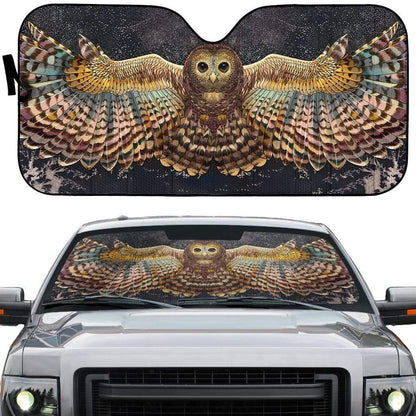 Gearhumans 3D HippiElvis Presleye Owl Custom Car Auto Sunshade